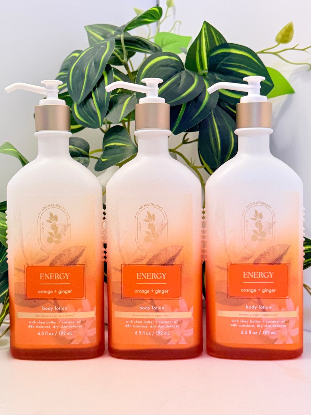 3x Bath & Body Works Aromatherapy ENERGY Orange + Ginger Body Lotion